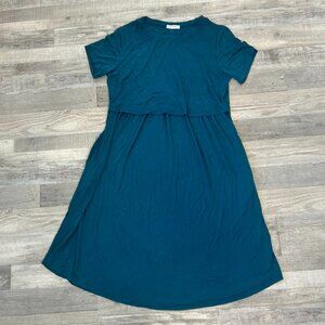 Bearsland Teal Short Sleeve Midi Nursing T-Shirt Dress Size XL M10